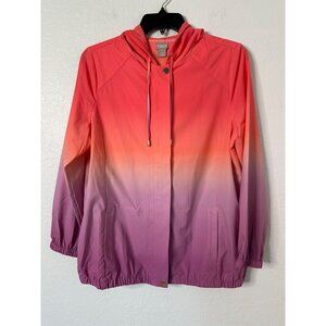 Chicos Energy Women's Ombre Hooded Lightweight Jacket With Pockets Size 2 (L)